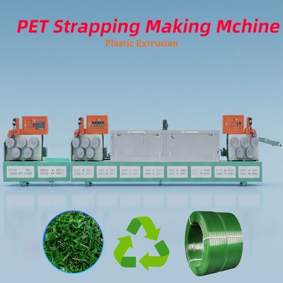 Bom preço Linha de produção de tiras de PET de parafuso único com material de parafuso 38CrMoALA, capacidade de 250-500 KG/H e padrões de relevo personalizáveis on-line